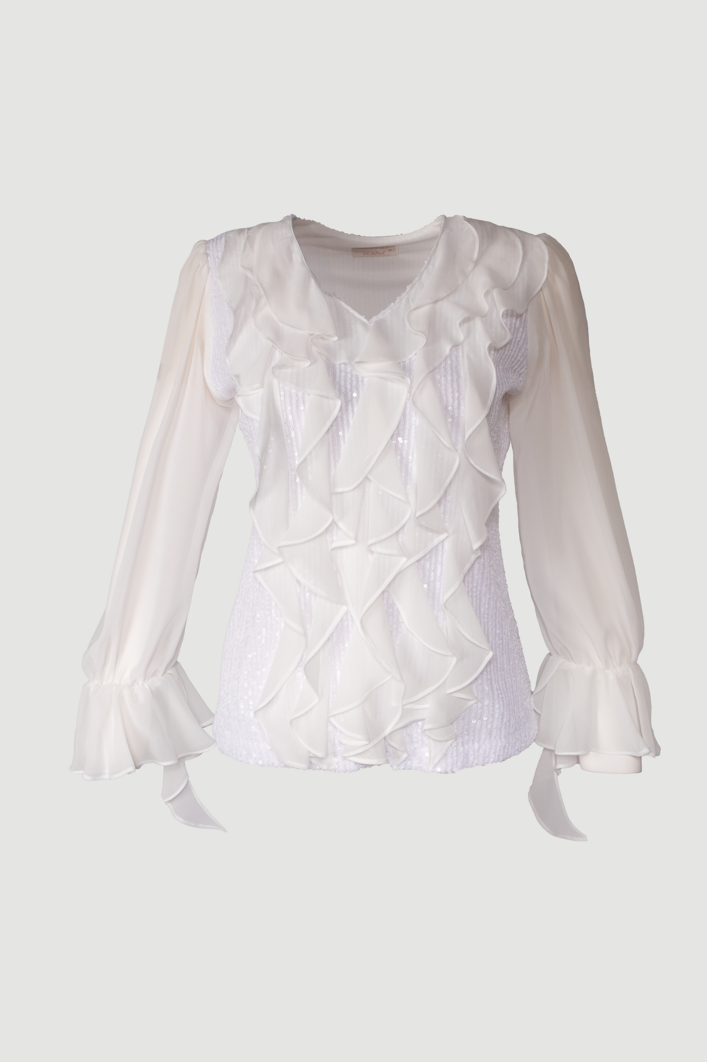 Limsa Club Azura Sequin Ruffle Blouse — editorial view