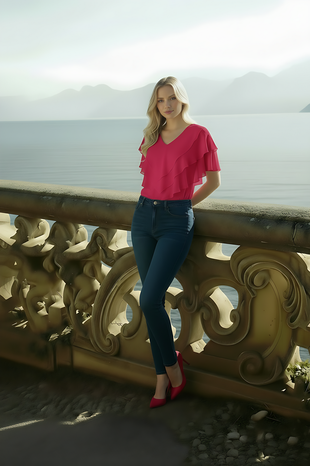 Ciel Blouse - Women's Lightweight Chiffon V-Neck Short Sleeve Top