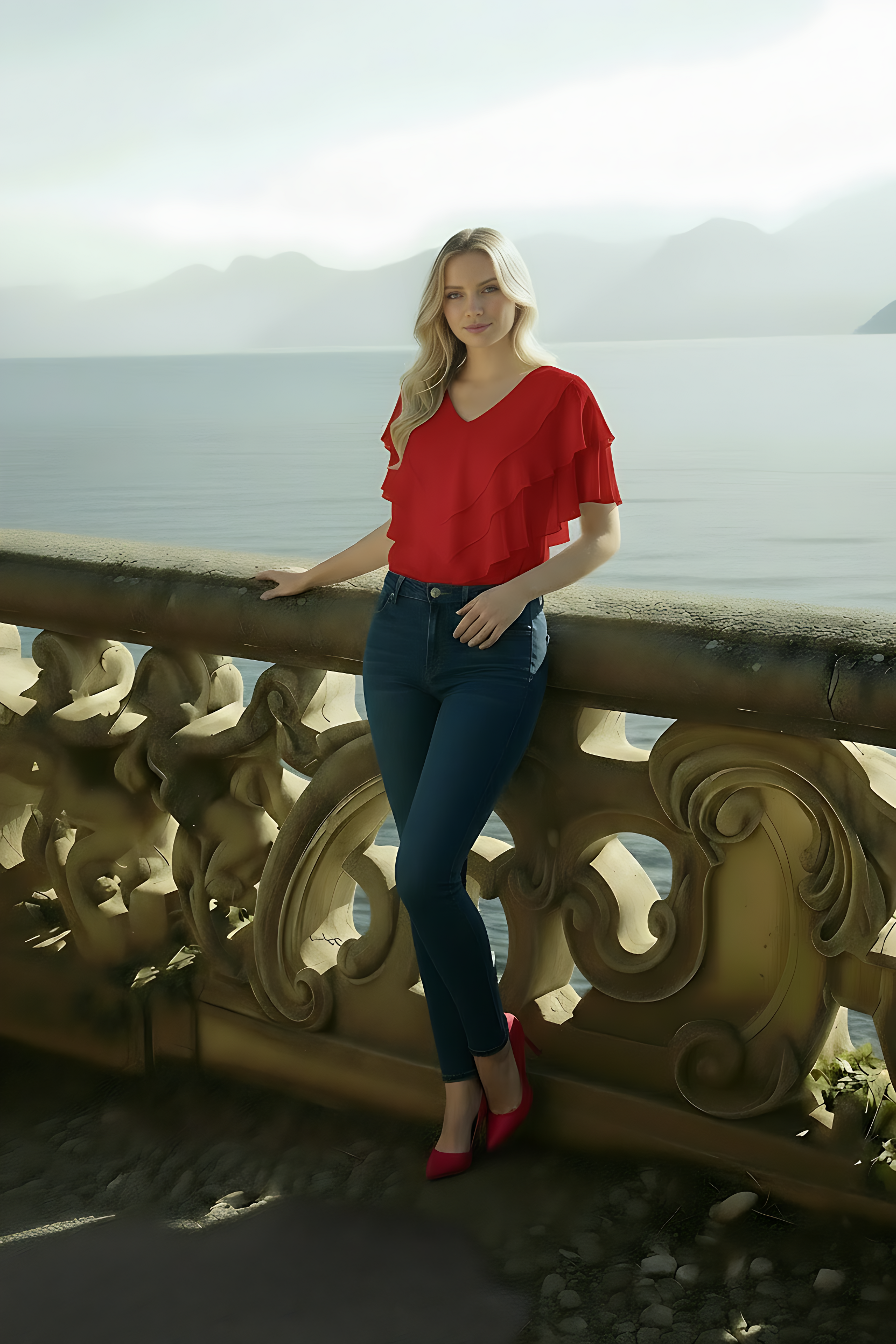 Ciel Blouse - Women's Lightweight Chiffon V-Neck Short Sleeve Top