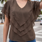 Limsa Club Ciel V-Neck Chiffon Blouse in Brown — full-length view