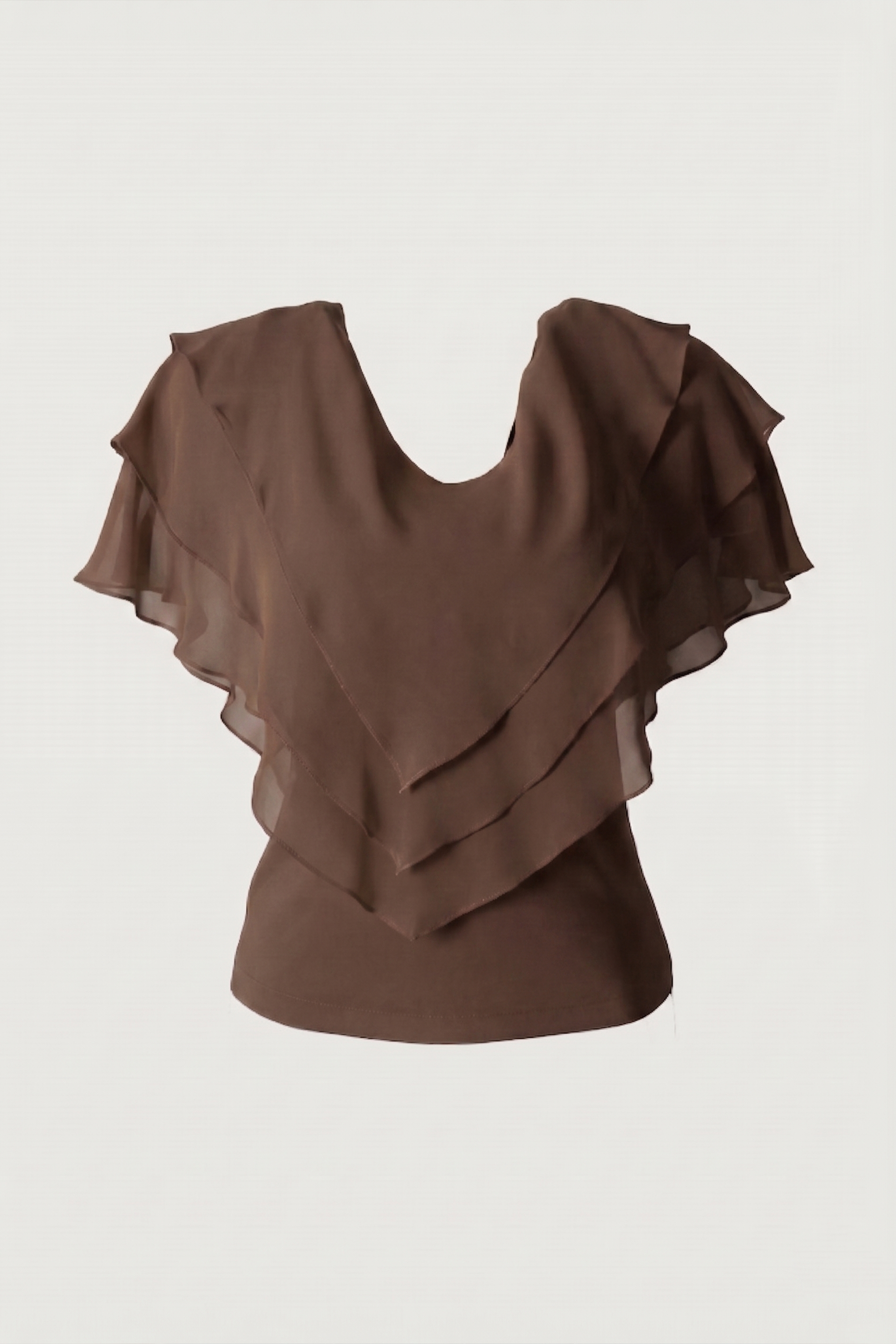 Limsa Club Ciel V-Neck Chiffon Blouse in Brown — product still life