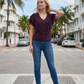 Limsa Club Ciel V-Neck Chiffon Blouse in Purple — front view