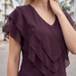 Limsa Club Ciel V-Neck Chiffon Blouse in Purple — full-length view