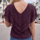 Limsa Club Ciel V-Neck Chiffon Blouse in Purple — close-up detail