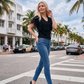 Limsa Club Ciel V-Neck Chiffon Blouse in Black — side view