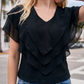 Limsa Club Ciel V-Neck Chiffon Blouse in Black — full-length view
