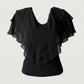 Limsa Club Ciel V-Neck Chiffon Blouse in Black — product still life