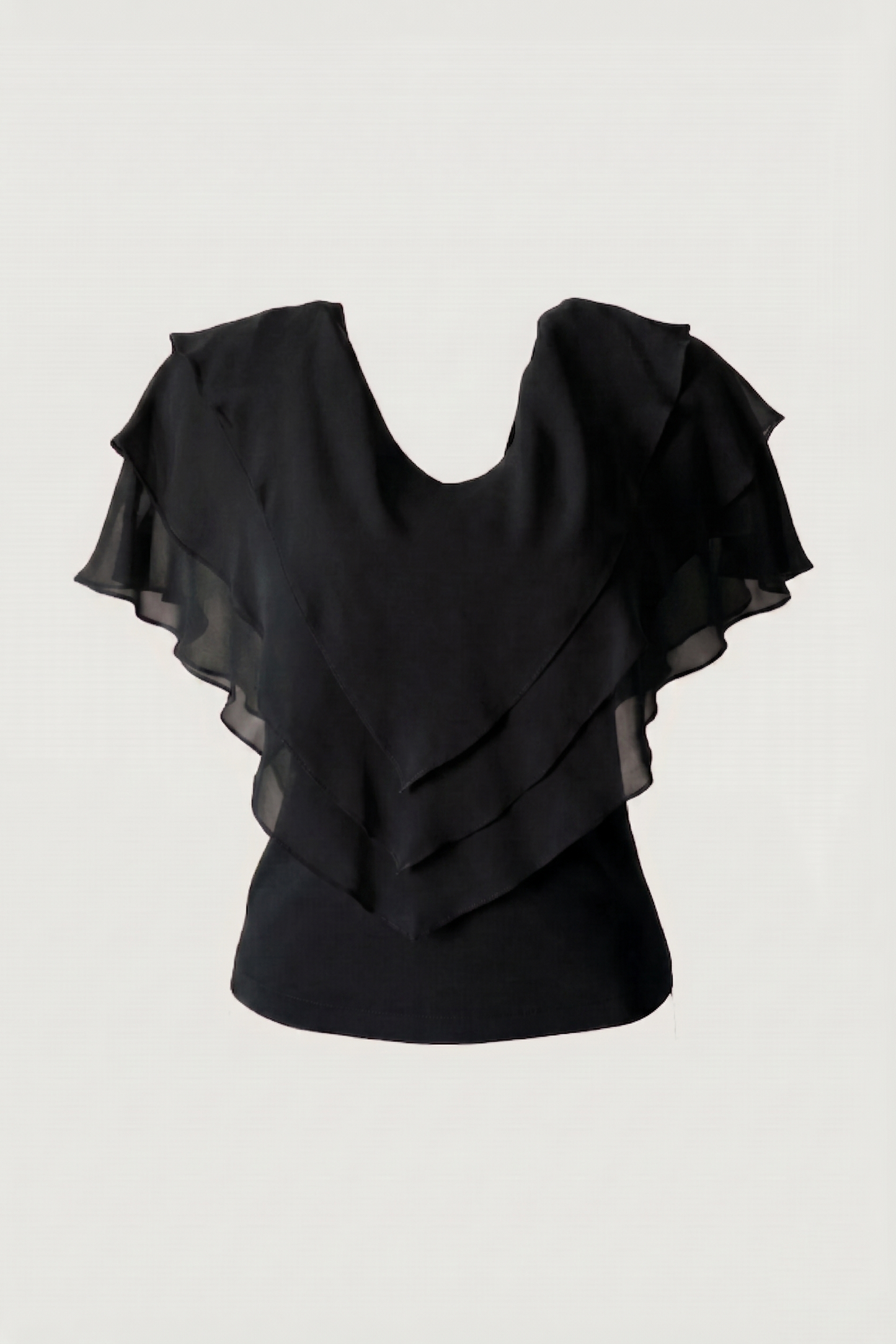 Limsa Club Ciel V-Neck Chiffon Blouse in Black — product still life