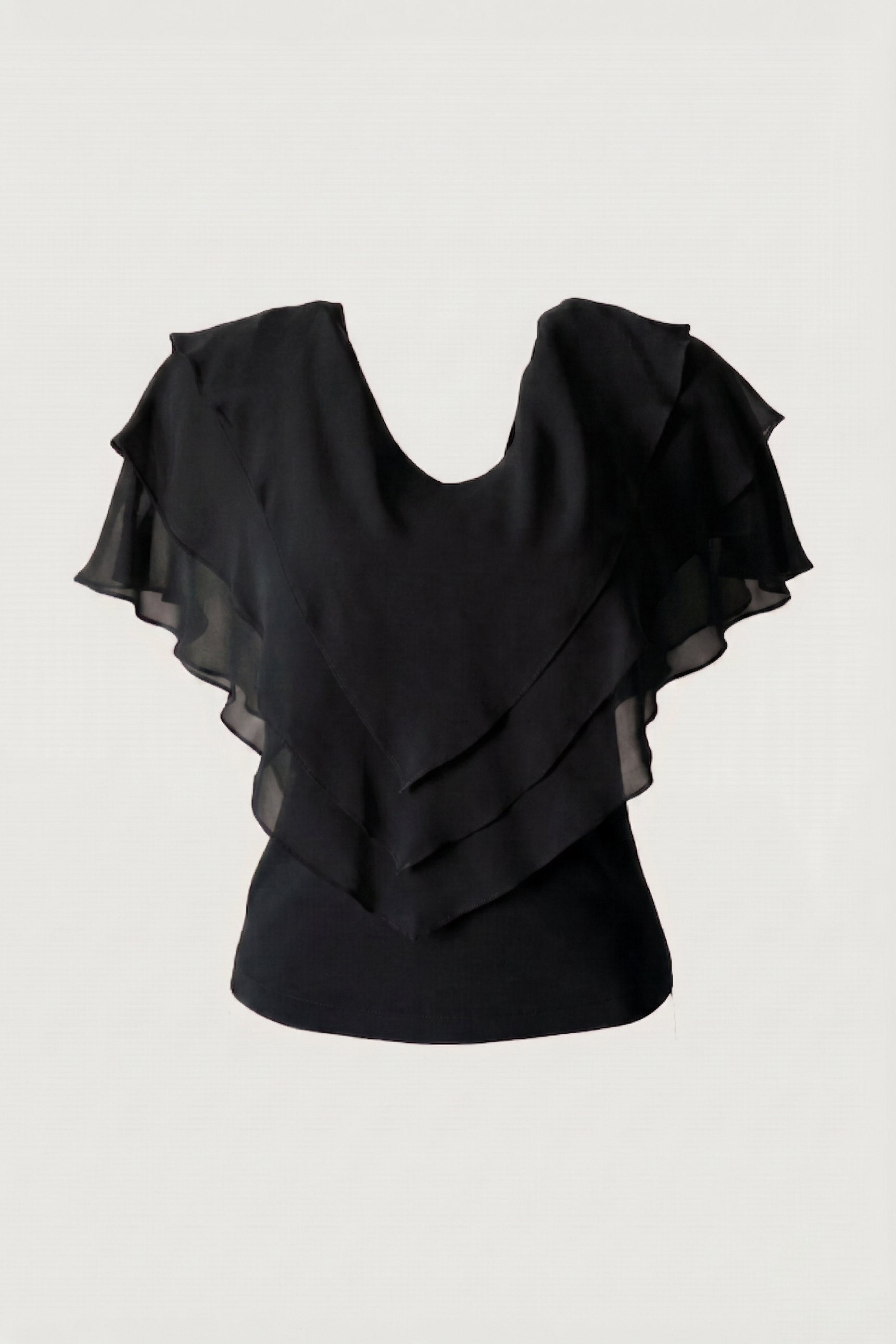 Limsa Club Ciel V-Neck Chiffon Blouse in Black — product still life