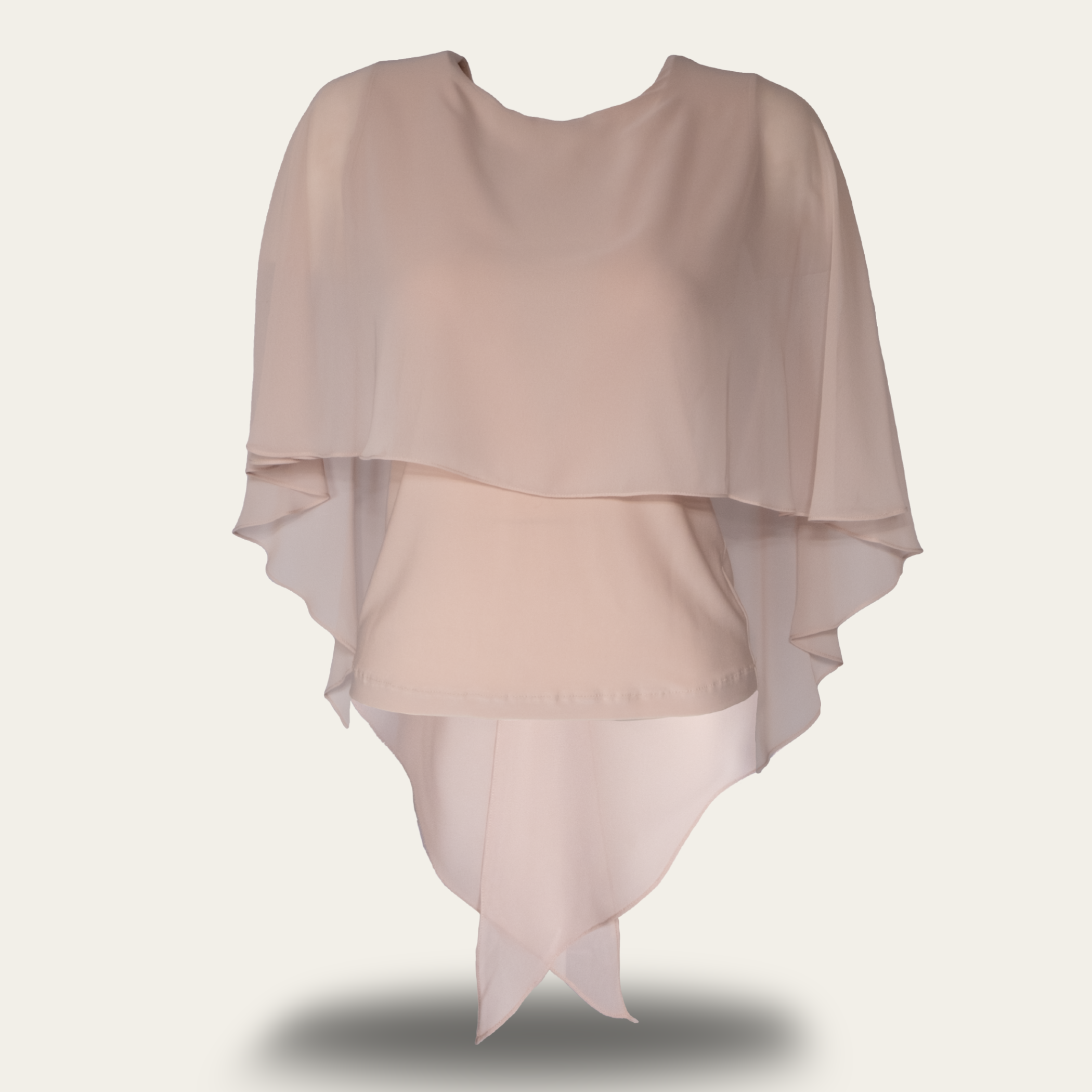 Mink vizon bike collar blouse ghost mannequin front view with flywheel