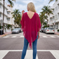 Limsa Club Ruffle Collar Chiffon Blouse in Fuchsia — detail view