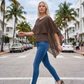 Limsa Club Ruffle Collar Chiffon Blouse in Brown — back view