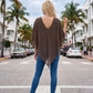 Limsa Club Ruffle Collar Chiffon Blouse in Brown — detail view