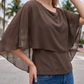 Limsa Club Ruffle Collar Chiffon Blouse in Brown — full-length view