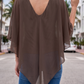 Limsa Club Ruffle Collar Chiffon Blouse in Brown — close-up detail