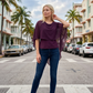 Limsa Club Ruffle Collar Chiffon Blouse in Purple — front view