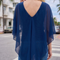 Limsa Club Ruffle Collar Chiffon Blouse in Sax Blue — close-up detail