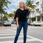 Limsa Club Ruffle Collar Chiffon Blouse in Black — front view