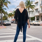 Limsa Club Ruffle Collar Chiffon Blouse in Black — detail view