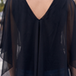 Limsa Club Ruffle Collar Chiffon Blouse in Black — close-up detail