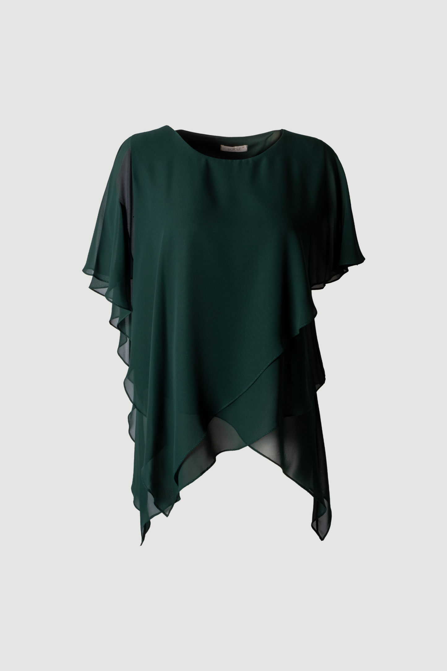Limsa Club Elys Relaxed Chiffon Blouse in Green — front view