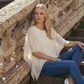 Limsa Club Elys Relaxed Chiffon Blouse in Bone — full-length view