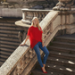 Limsa Club Elys Relaxed Chiffon Blouse in Red — front view