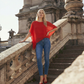 Limsa Club Elys Relaxed Chiffon Blouse in Red — back view