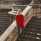Limsa Club Elys Relaxed Chiffon Blouse in Red — detail view
