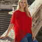 Limsa Club Elys Relaxed Chiffon Blouse in Red — full-length view