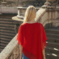 Limsa Club Elys Relaxed Chiffon Blouse in Red — close-up detail