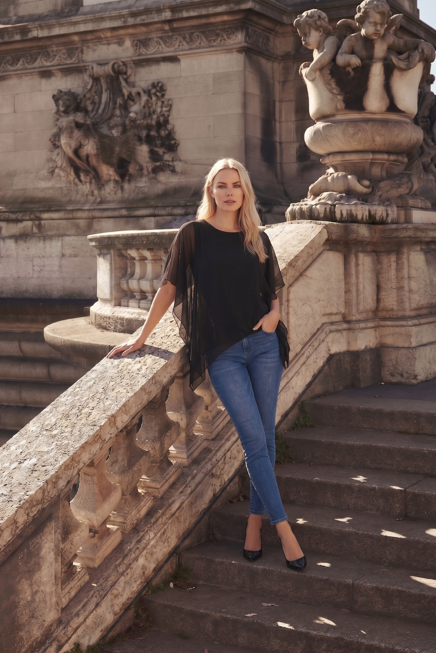 Limsa Club Elys Relaxed Chiffon Blouse in Black — side view