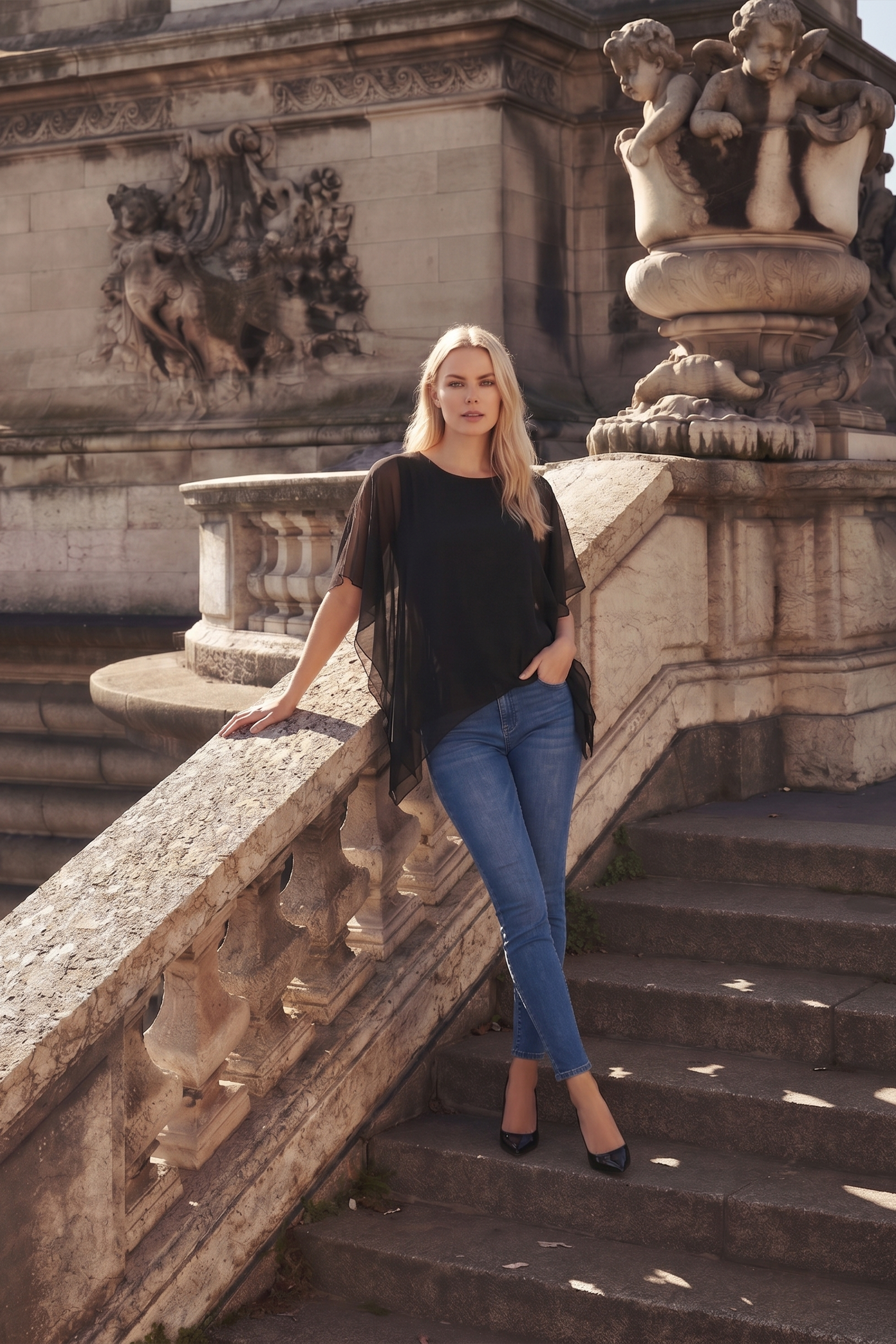 Limsa Club Elys Relaxed Chiffon Blouse in Black — side view