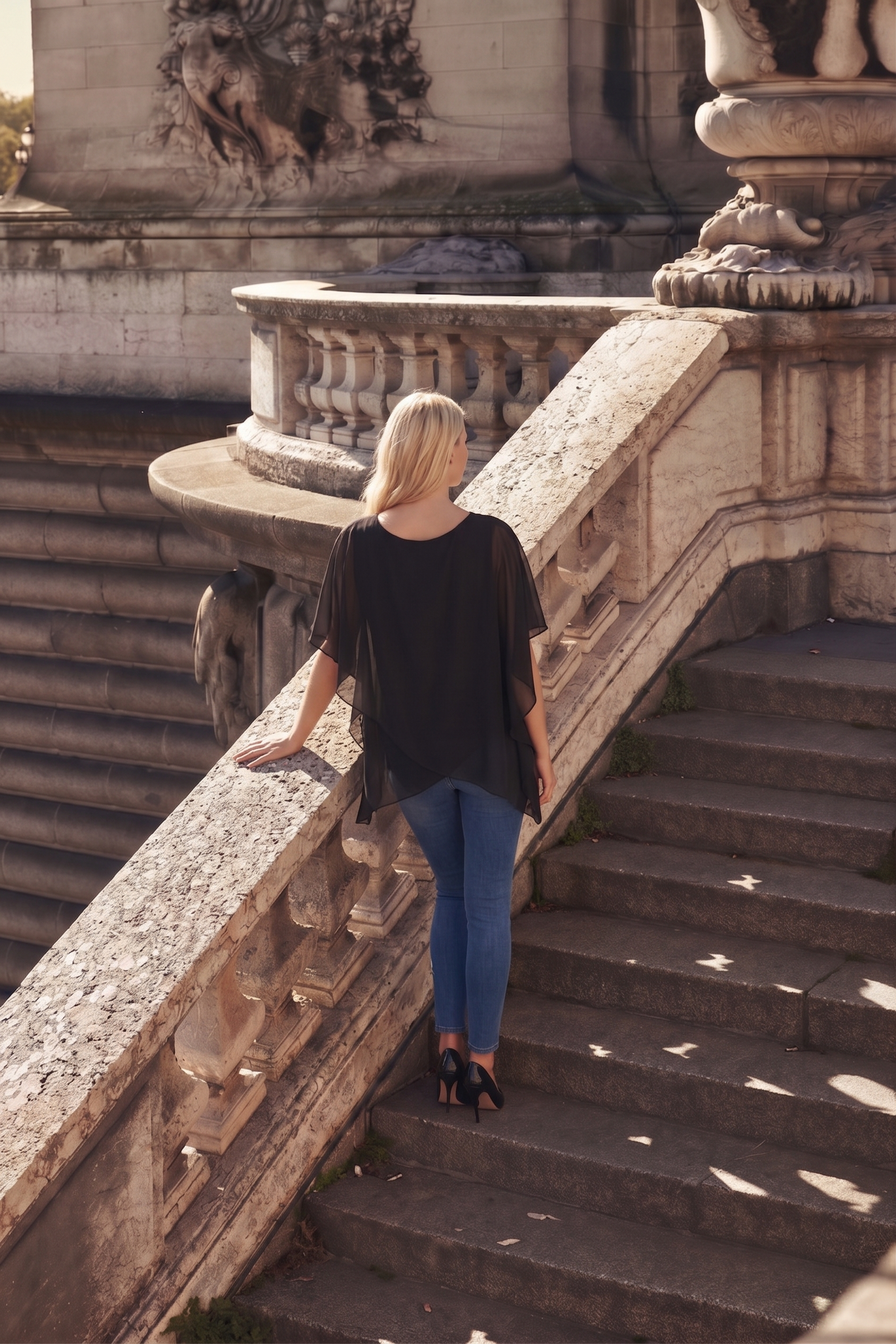 Limsa Club Elys Relaxed Chiffon Blouse in Black — detail view
