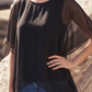 Limsa Club Elys Relaxed Chiffon Blouse in Black — full-length view