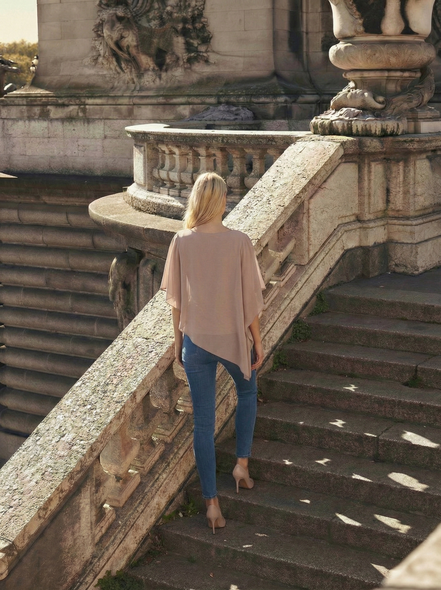 Limsa Club Elys Relaxed Chiffon Blouse in Mink — detail view