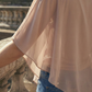 Limsa Club Elys Relaxed Chiffon Blouse in Mink — close-up detail