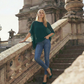 Limsa Club Elys Relaxed Chiffon Blouse in Green — front view