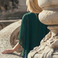 Limsa Club Elys Relaxed Chiffon Blouse in Green — close-up detail