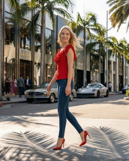 Cora Blouse - Women's Lightweight Chiffon V -Neck Short Sleeve Top