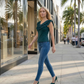 Limsa Club Cora Chiffon V-Neck Blouse in Green — side view