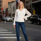 Limsa Club Azura Sequin Ruffle Blouse in Bone — front view