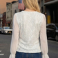Limsa Club Azura Sequin Ruffle Blouse in Bone — close-up detail
