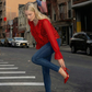 Limsa Club Azura Sequin Ruffle Blouse in Red — back view