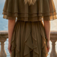 Limsa Club Seraphine Off-Shoulder Evening Gown in Brown — close-up detail