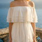 Limsa Club Seraphine Off-Shoulder Evening Gown in Bone — full-length view