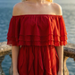 Limsa Club Seraphine Off-Shoulder Evening Gown in Red — full-length view