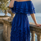 Limsa Club Seraphine Off-Shoulder Evening Gown in Sax Blue — full-length view