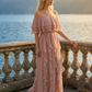 Limsa Club Seraphine Off-Shoulder Evening Gown in Mink — back view