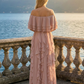 Limsa Club Seraphine Off-Shoulder Evening Gown in Mink — detail view
